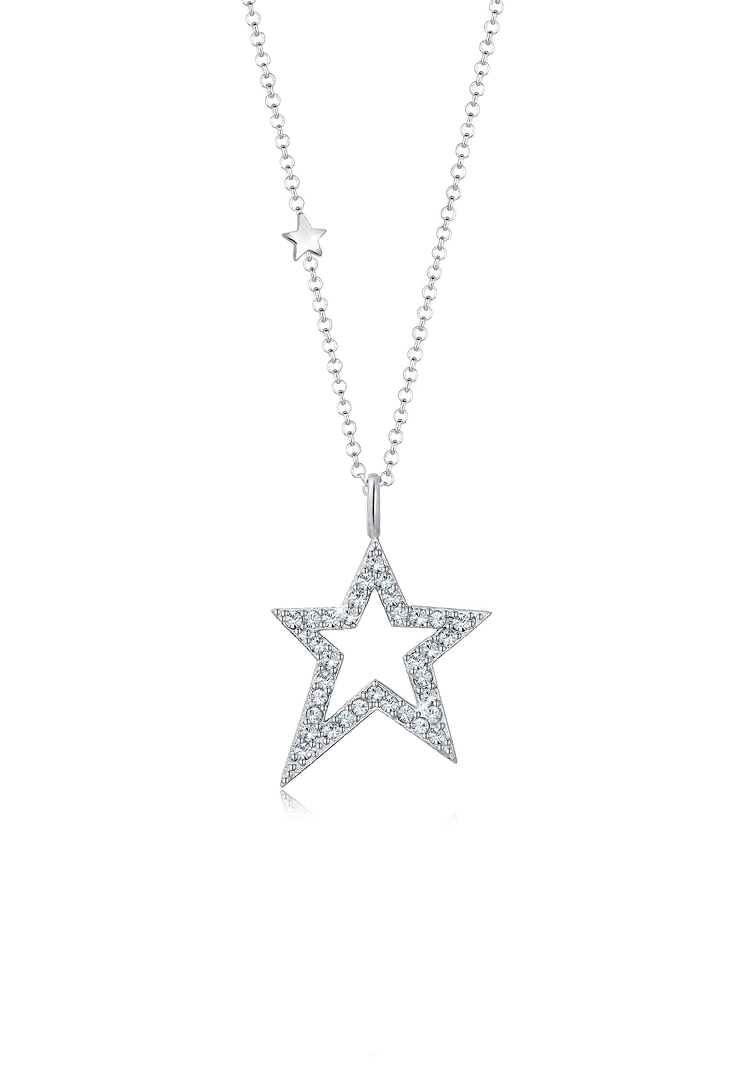 Elli Collana Donna In Argento 925 Con Ciondolo Stella E Cristalli - Lunghezza 45cm, Regalo In Confezione Velluto