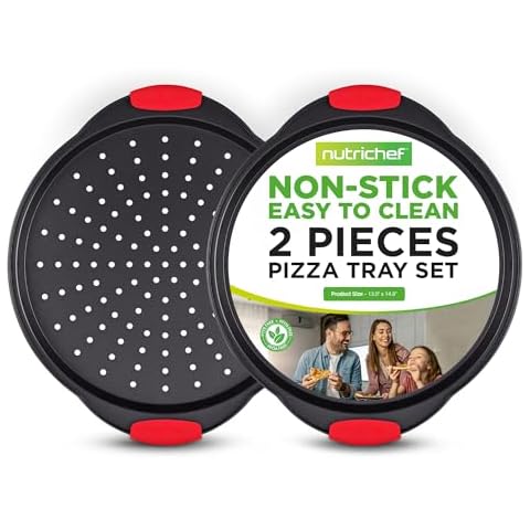 NutriChef Non-Stick Pizza Tray with Silicone Handle Cover