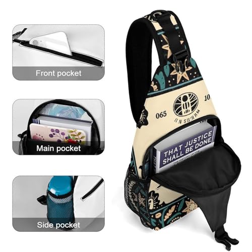 Sling Shoulder Backpack for Women Men Anti-Theft Multipurpose Outdoor Sport Daypack Travel Bag, Ancient Magical Spirit Board Art Chest Day Bag Backpack4
