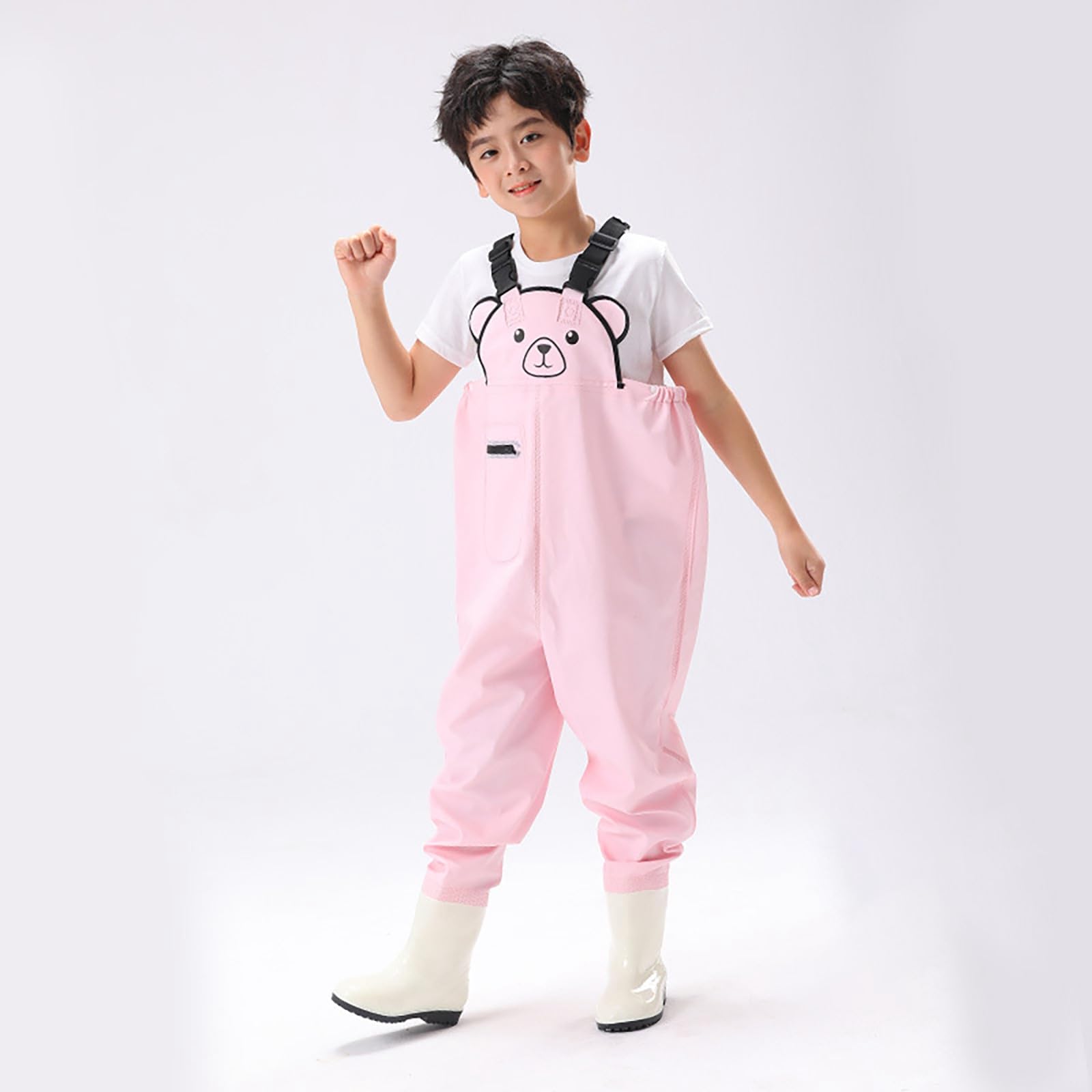Pantalones de agua para niños, de una pieza, impermeables, para pesca, playa, juego de agua, O rosa., 29