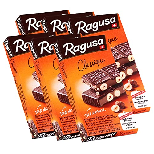 Ragusa Classique Schokolade-Riegel mit ganzen Haselnüssen 100g (6er Pack)