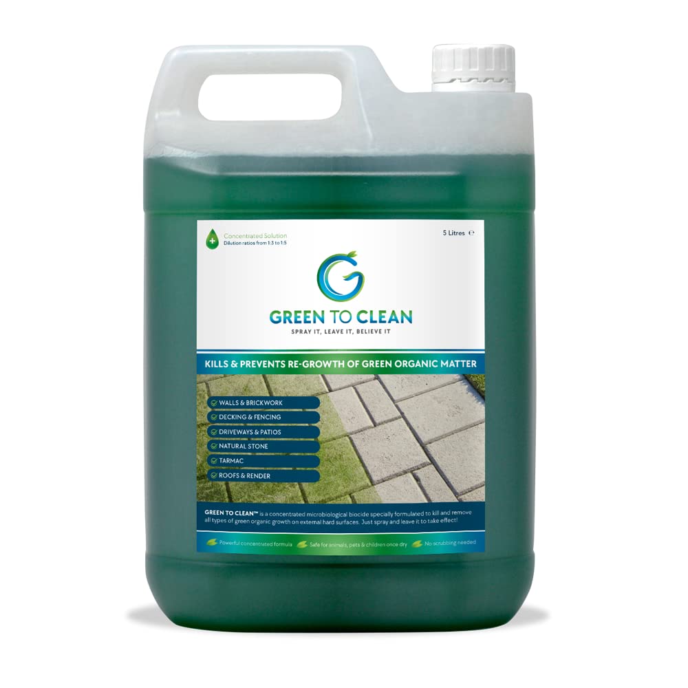 SmartSeal Green To Clean - Effective Green Growth Remover, Lichen remover and Algae Cleaner - Powerful Proven Formula As Patio Cleaner, Green Algae Remover, Driveway Cleaner and Path Cleaner (5L) โ image 1