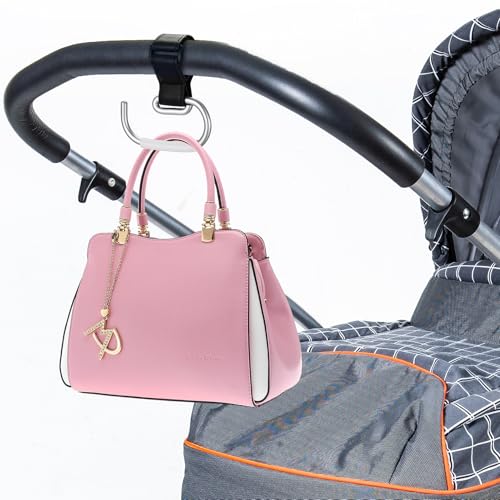 Kinderwagen Haken für Wickeltaschen, Kinderwagenhaken, Kinderwagen Taschen Halterung, Kinderwagen Taschenhalter Clips mit Klettverschluss Haken für Taschen Rucksack Kinderwagen Anhänger