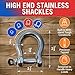 Premium Stainless Steel D-Ring Shackles, Marine Grade, 4-Pack, 3/8