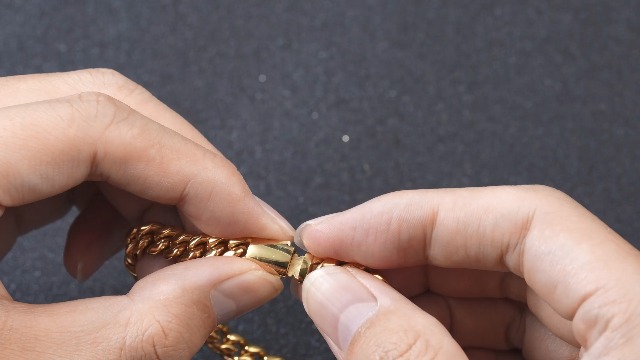 Pulsera cubana de eslabones 8mm 18K Gold Filled para hombre miniatura 7