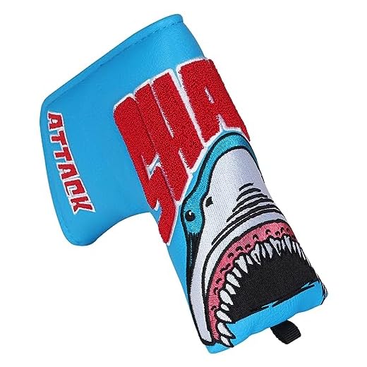 Golf Putter Blade Club Head Cover Pingtype Magnetic Blue PU Leather Towel Embroidery Process Shark Embroidery