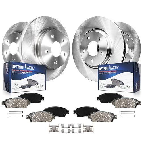 Image of Detroit Axle - Brake Kit for 4WD 5-Lug 1999-2003 Ford F-150 Brake Disc Rotors and Ceramic Brakes Pads 2000 2001 2002 Front and Rear Replacement