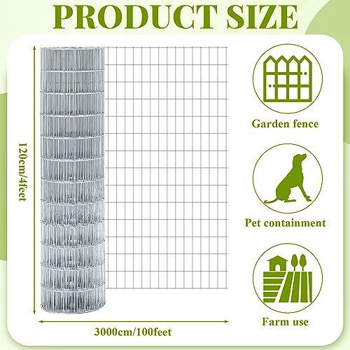 image for Gisafai 4 ft x 100 ft Galvanized Welded Wire Mesh 2 Inch by 4 Inch Har