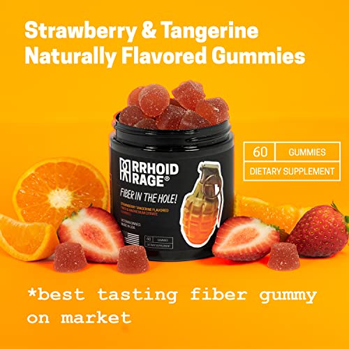 Rrhoid Rage - Fiber And Magnesium Gummies, Supports Digestive Health, Relieves Constipation, Helps Prevent Hemorrhoids, Has Both Soluble And Insoluble Fiber, Made In Usa, 60 Ct (2) #TOP1