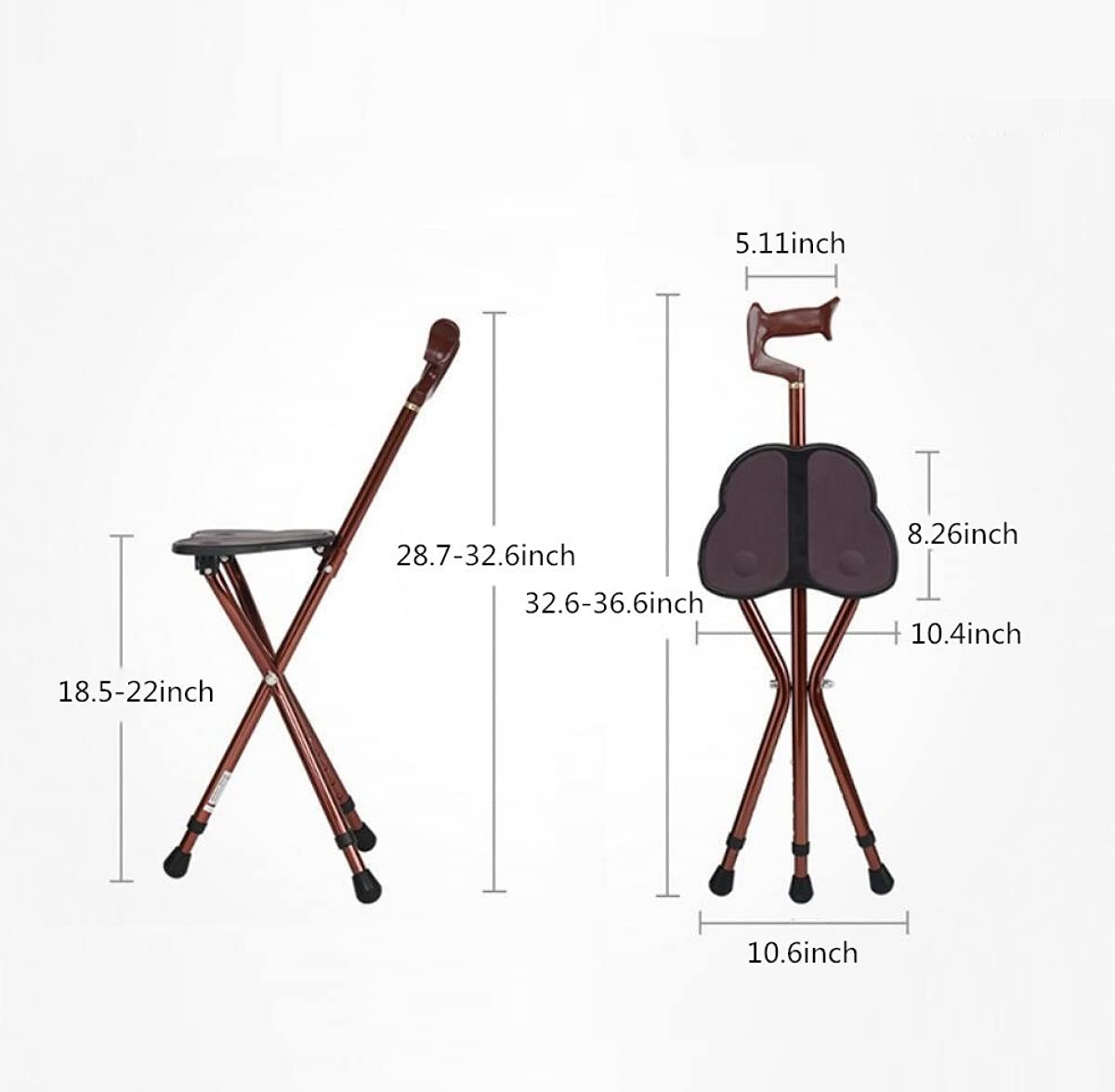 Asiento de bastón con Mango en T, bastón Ligero de Aluminio de Altura Ajustable con Asiento de Tres Patas para Personas Mayores, Ayuda de Viaje para discapacitados