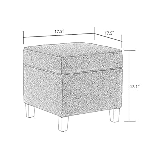 Furnistar modern square storage ottoman footstool with hinge hidden top foot rest stool for living room 17 inches height aire force blue  urban country home decor