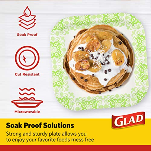 Glad Square Disposable Paper Plates, Green Victorian, 10 Inch, 50 Count - image 3