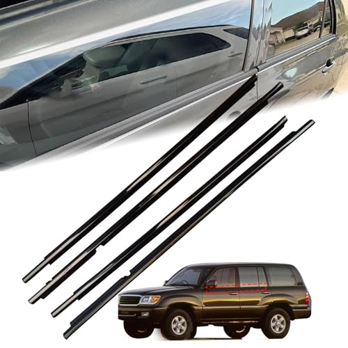 Car Window Weather Stripping Molding Trim Seal Belt Compatible with Toyota Lexus Vehicle 1998-2007 Land Cruiser 100 Series LX450, Replaces OEM# 75710-60061 75720-60061 75730-60041 75740-60041