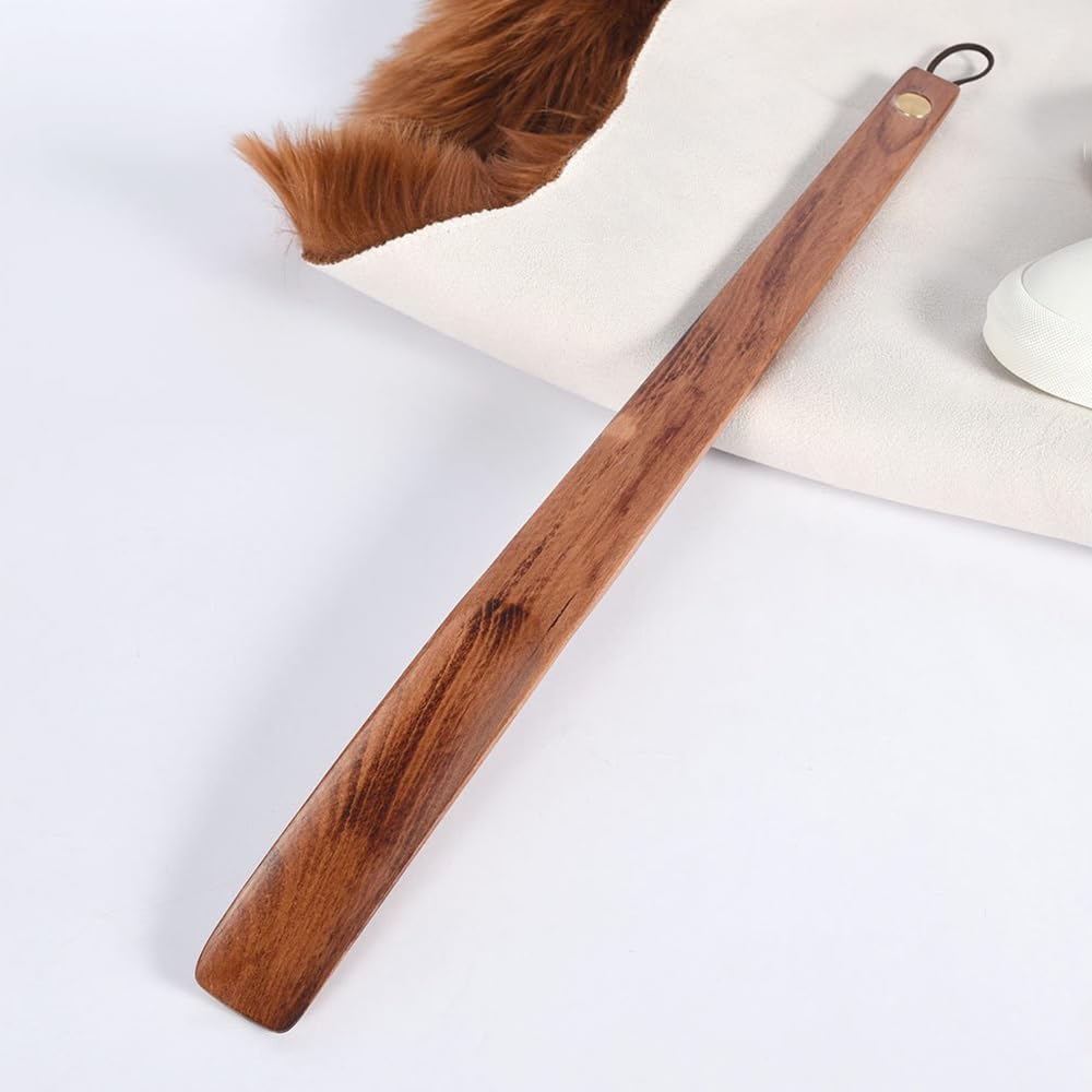 Calzascarpe a manico lungo, in legno massiccio con manico lungo, 55 cm di lunghezza, ideale per anziani o come regalo, portatile per l'uso in viaggio (2 pezzi)