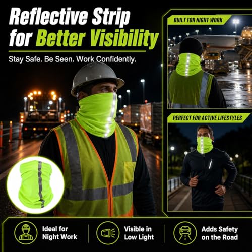 Image of SATINIOR 4 Pcs Neck Gaiter Face Mask for Men Reflective Face Cover Scarf Summer UV Sun Protection Balaclava Bandana for Work