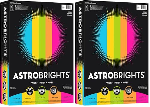 Image of Neenah Astrobrights Bright Color Paper, Letter Size Paper, 24 lb, Assorted Colors, 500 Sheets (Pack of 2)