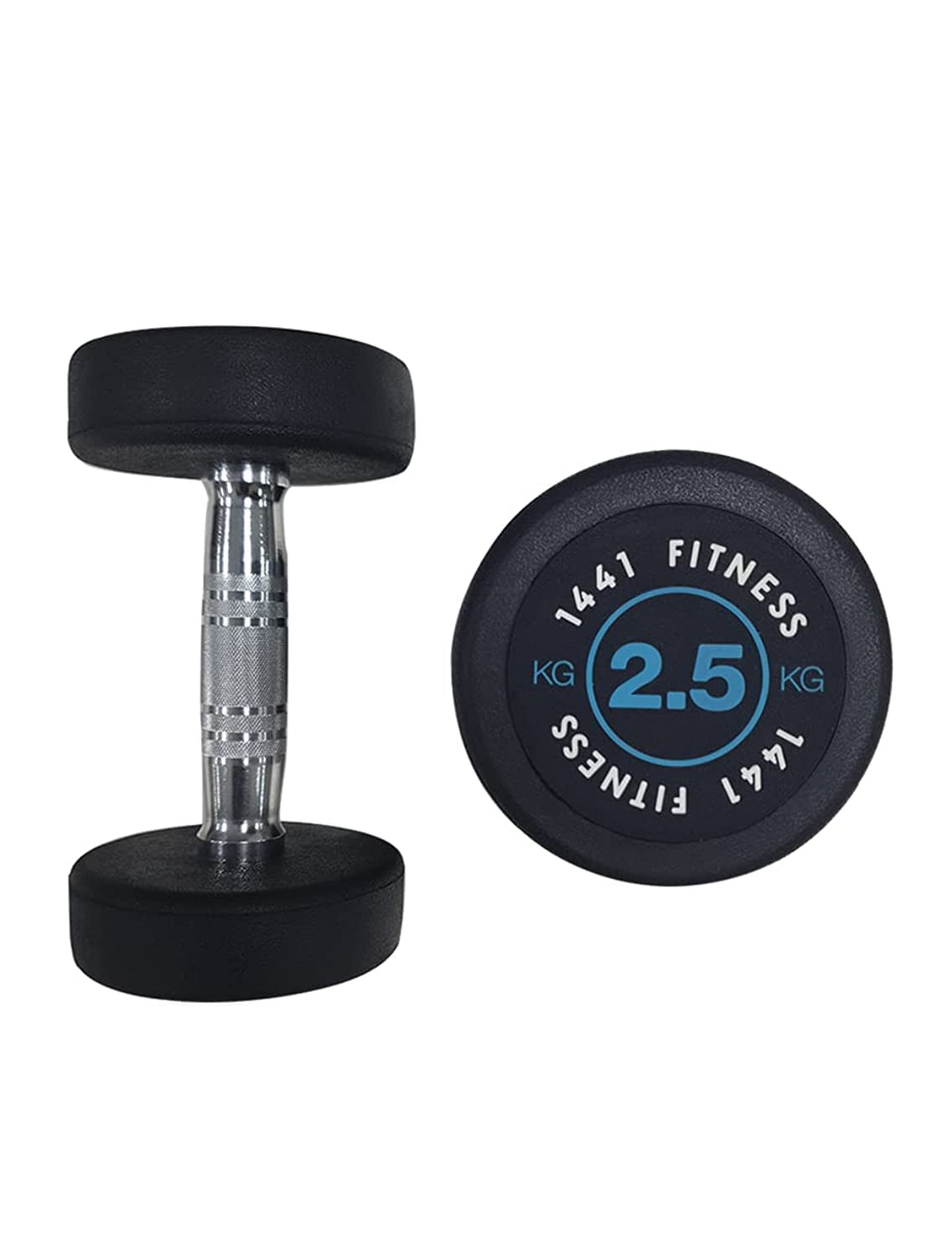 1441 Fitness Rubber Round Dumbbells – Solid Cast Iron Core Coated Head Dumbbell Weights For Exercises At Home And Commercial Gym 2.5 Kg