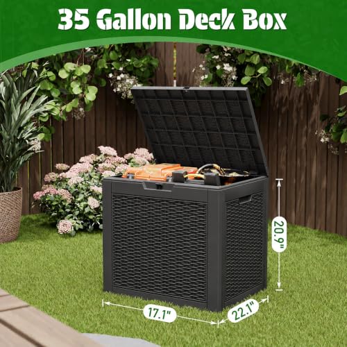 Image of Outdoor Storage Box Waterproof, 35 Gallon Deck Box for Patio Storage