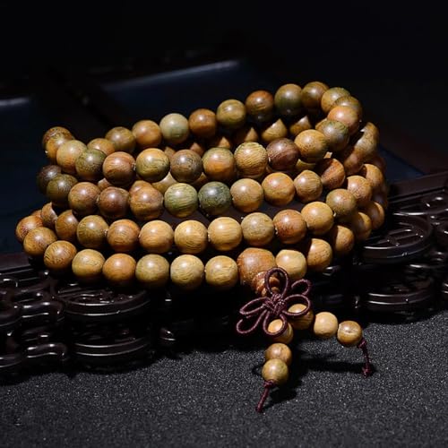 Bracelet en bois de santal vert perles naturelles 108 mala pour l'harmonie intérieure - 4