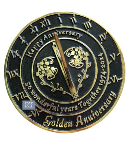 REDSKY TRADER 50th Anniversary Sundial Golden Wedding Memorial Gift for Love Ones 8 inches Home and Garden Decor