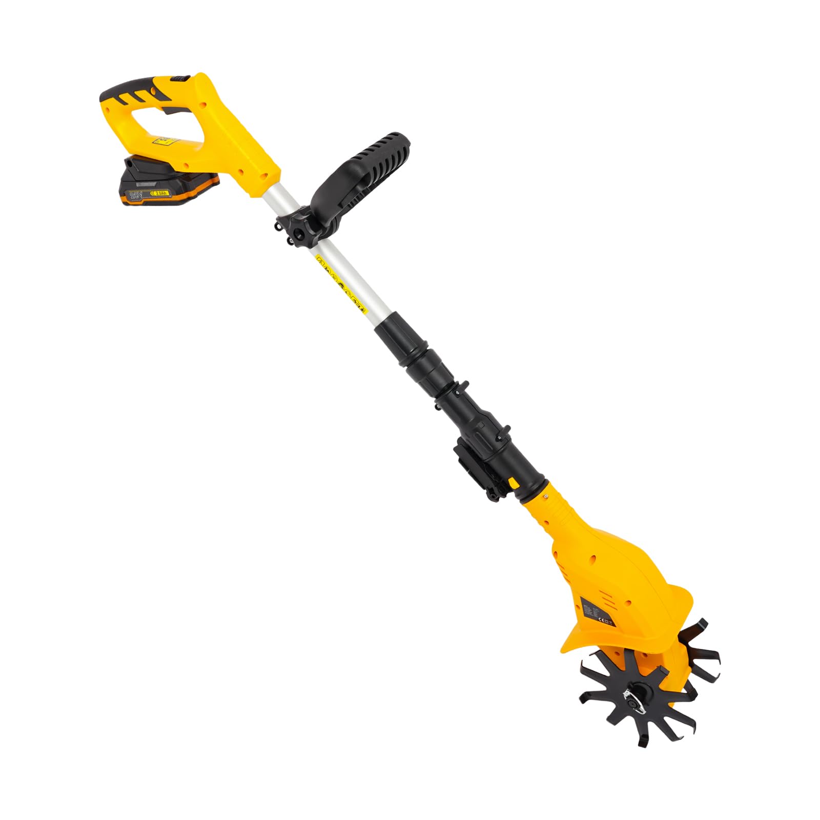 Motoazada eléctrica inalámbrica con batería, 85 dB, ruido de 85 dB, fresadora de suelo con 25 cm, para arriates, macizos de flores y huertos