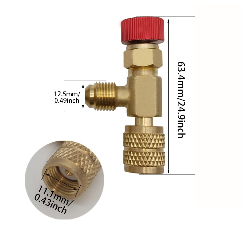 R410 zawór bezpieczeństwa klimatyzacji 5/16 cali samiec do 5/16 cali samica Wąż do ładowania czynnika chłodniczego Adapter do napełniania czynnika do naprawy klimatyzacji, czerwony