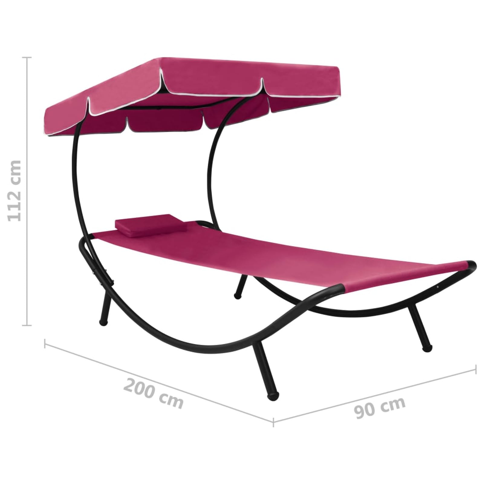 LAPOOH 313536 güneş tenteli ve minderli bahçe şezlongu, pembe, bahçe şezlongu, şezlong, güneş sandalyesi, güneş adası, şezlong, bahçe mobilyası, banyo şezlongu, rahatlama şezlongu Bahçe