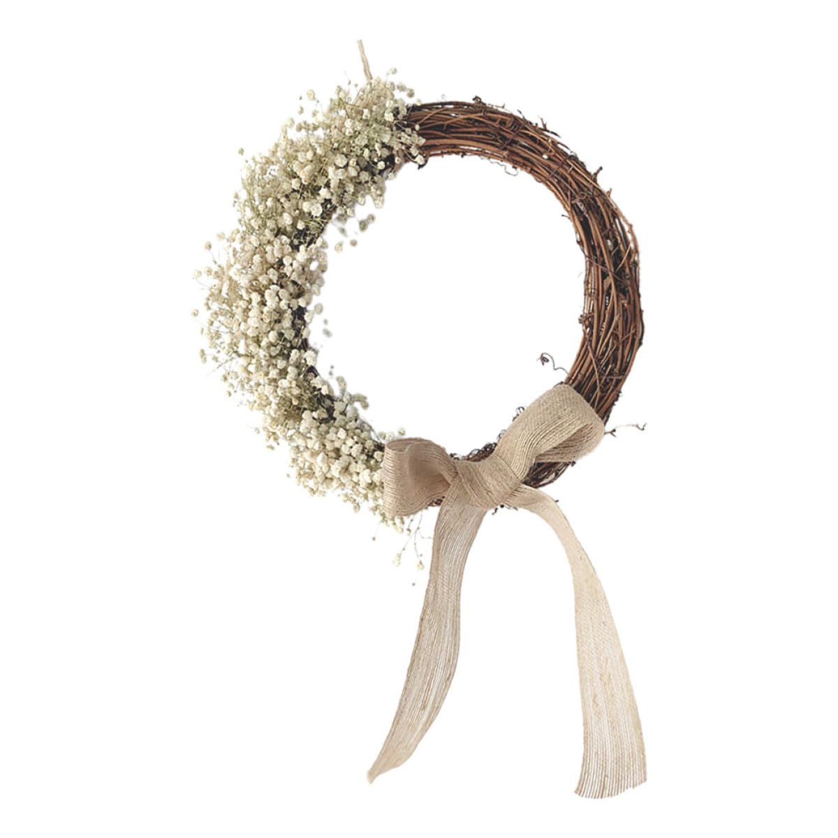 Couronne de gypsophile en rotin anti-flétrissement pour décoration extérieure abritée