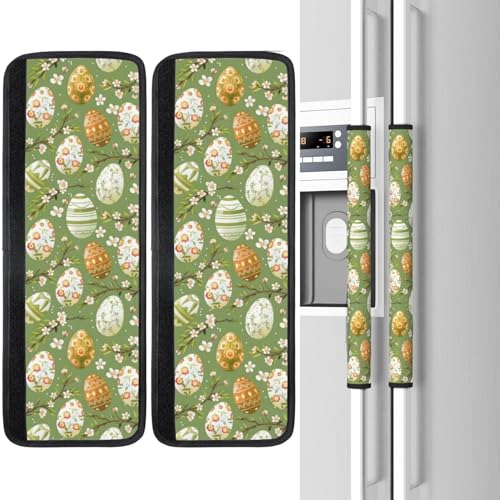 Image of Spring Easter Eggs Refrigerator Door Handle Covers Set of 2, Neoprene Fridge Door Handle Covers Washable Non-Slip Protector for Fridge Dishwasher Appliance Handle Covers, Keep Your Kitchen Clean