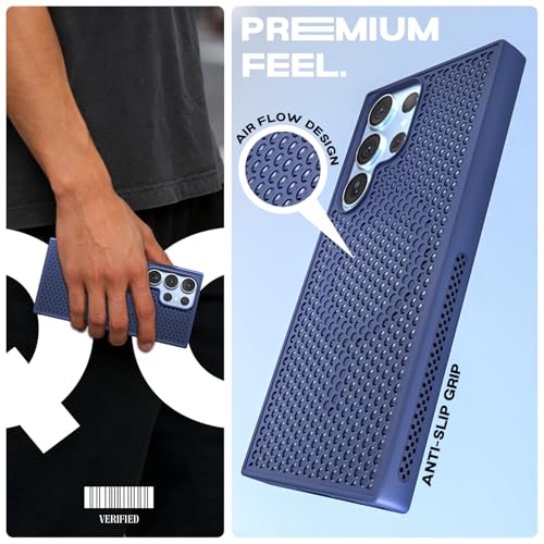 Image of Pikkme Back Cover for Samsung Galaxy S23 Ultra 5G | Honeycomb Cooling Design | Silicone Heat Dissipation | Mag-Safe Compatible | Shockproof Camera Protection Bumper Case (Blue)