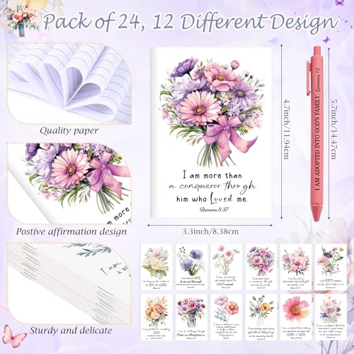 Image of Mooliwe 48 Pcs Positive Affirmation Gift Set Gratitude Notebooks with Pens Small Bags Motivational Encouragement Notepads Daily Affirmations Journal for Women Stress Relief Self Care (Bible)