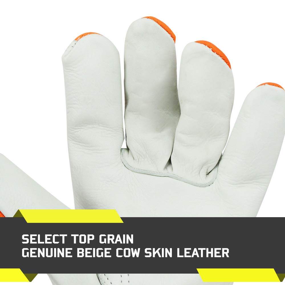 Glove Station "Watch Your Hand" Arbeitshandschuhe aus genarbtem Rindsleder, ungefüttert, Leder, Handschutz, erhältlich in den Größen S - XL (M, M, 12er-Pack)