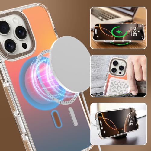 Image of Magnetic Case for iPhone 16 Pro Max [Compatible with Magsafe] [Cute Fashion Fluorescent Design] [1 Screen Protector] Slim Translucent Matte Case for iPhone 16 Pro Max 6.9 inch 2024, Desert