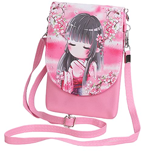 Pequeña niña Crossbody PU cuero lindo princesa dibujos animados clave dinero teléfono celular titular bolso hombro mensajero bolsa con correa ajustable, Color #e Cover