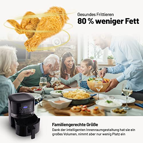 Lauben Hot Air Fryer 4000BC Heteluchtfriteuse, 360° heteluchtcirculatie, 4 l inhoud, vermogen 1600 W, 8 programma's, vaatwasmachinebestendig, instelbare temperatuur: 120° - 200° - Afbeelding 3
