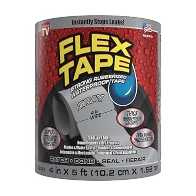 Flex Tape, Original Thick Flexible Rubberized Waterproof Tape - Seal and Patch Leaks, Works Underwater, Indoor Outdoor - Home RV Roof Plumbing and Pool Repairs, Gray, 4 in x 5 ft, Pack of 1