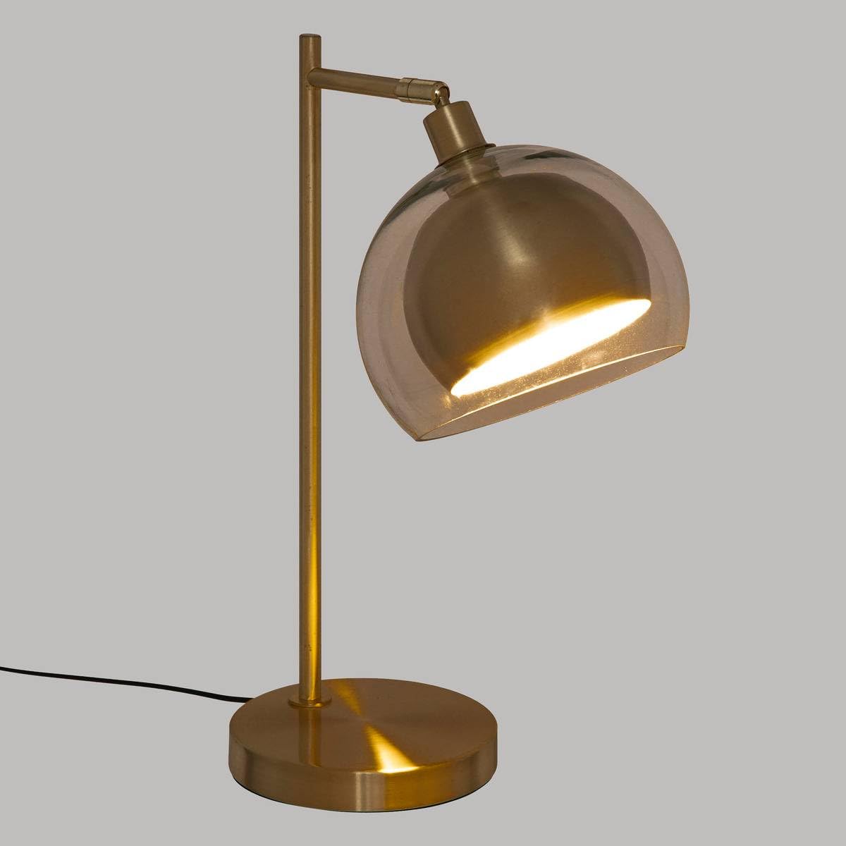 Atmosphera - Lampe à Poser Rivi Doré, H 48 cm, Double Abat-jour en Verre, Tête Orientable - Pour Bureau, Chambre, Salon