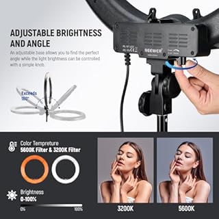 NEEWER Ring Light Professionnel avec Trépied: 18 Pouces 55W 5600K Réglable LED Anneau Lumineux avec Trépied, Récepteur Bluetooth pour Smartphone, Selfie, Youtube/TikTok Vidéo, Lampe Esthetique Tattoo