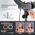NEEWER Ring Light 18inch Kit: 55W 5600K Professional LED with Stand and Phone Holder, Soft Tube & Bag for Tattoo Lash Extension Barber Makeup Artist Studio Video Photography Lighting, RL-18 - Image 4