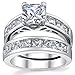 1 Carat Radiant Cubic Zirconia CZ Sterling Silver 925 Wedding Engagement Ring Band Set 6