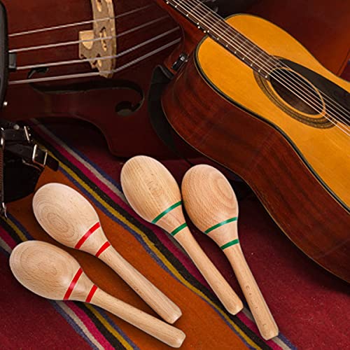 Foraineam 4 Pieces Maracas 8 Inch Wooden Hand Percussion Rattles, Beech Wood Rumba Shakers Noisemaker Party Favors Supplies Musical Instrument For Concert, Party, Games #TOP6
