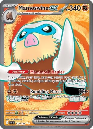 Pokemon - Mamoswine ex 174/159 – Journey Together – Full Art Ultra Rare – Foil Single Card
