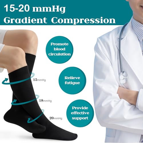3 pairs Light Compression Socks, Support Socks for Women/Men, 15-20 mmHg Graduated Support with Moisture-Wicking2