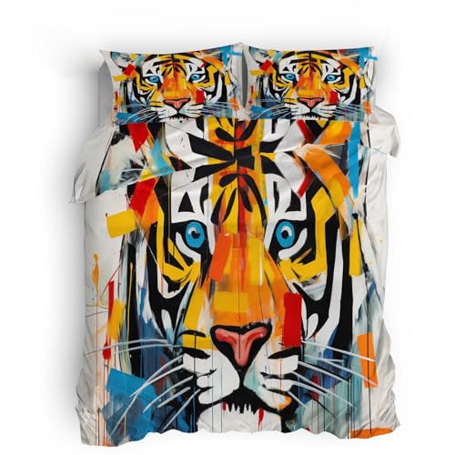 duvet cover king size Tiger-king size duvet cover Hidden zip closure on soft microfiber bedspread with all-season dual print design EL3042
