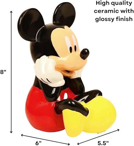 Miniatura 2 de Disney Mickey Mouse - Alcancía para niños y niñas, de cerámica, con tapón de goma