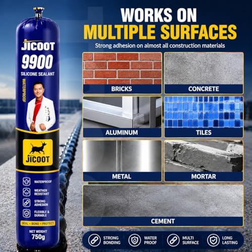 Image of Waterproof Sealant for Leakage Repair | 9900 Silicone Sealant Adhesive 750gm | Roof Crack Waterproof Solution for Bathroom, Pipe, Water Tank, Concrete, Metal & Tiles | Flexible Weather Resistant