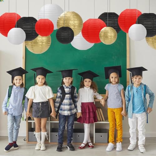 Image of Black Red White Paper Lanterns Decorative 12pcs Party Hanging Decorations for Party Bridal Shower Wedding Baby Shower Graduation Anniversary Room Decor