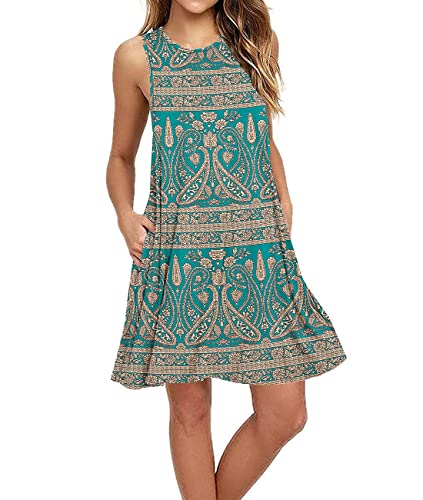 Image of Summer Dresses for Women Casual Sleeveless Swing Sundress with Pockets