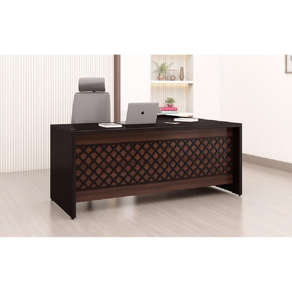 Royaloak Muar Malaysian Boss Table 1.6M | Engineered Wood with Durable Melamine Finish | Spacious Leg Room & CNC Turning Design | Built-in Wire Manager & Ample Drawer Storage | Interchangeable Design