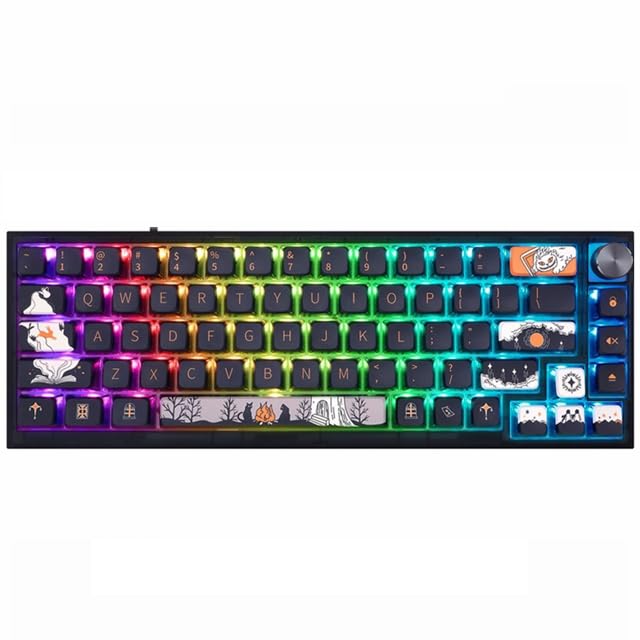 SKYLOONG GK68 68-Key RGB Backlit Gaming Keyboard with Clear Pudding Side Keys, Hot Swappable Red Optical Gateron Switches, Button